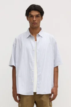 Alec Poplin Stripe Short Sleeve Shirt^Assembly Label New