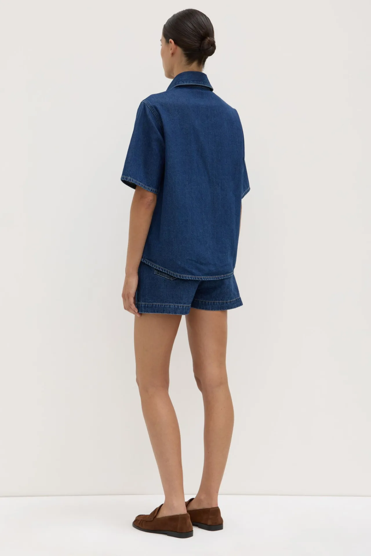 Boxy Denim Short Sleeve Shirt^Assembly Label Sale