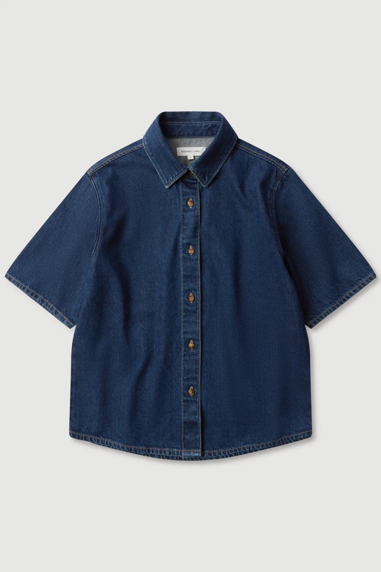 Boxy Denim Short Sleeve Shirt^Assembly Label Sale