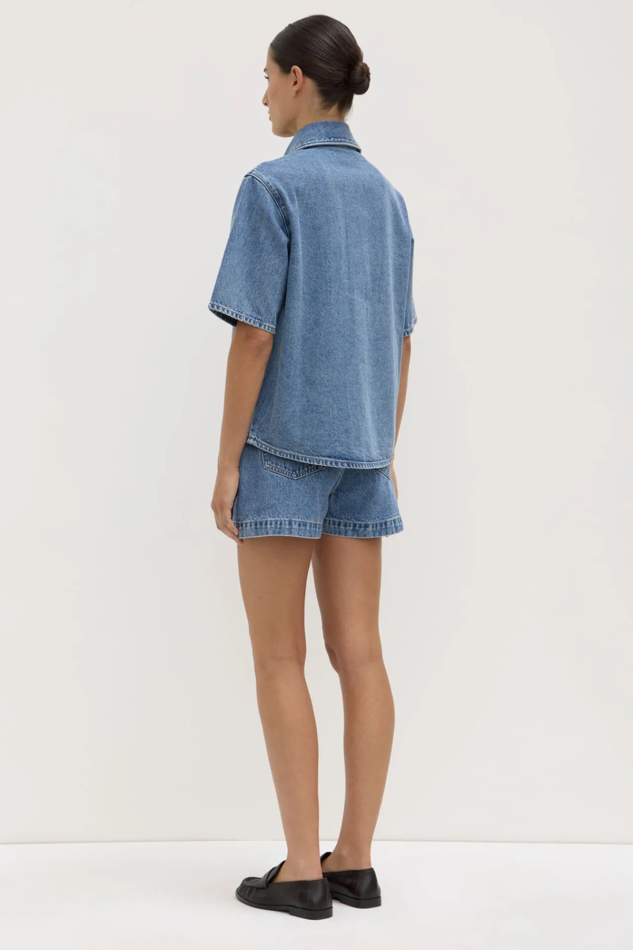 Boxy Denim Short Sleeve Shirt^Assembly Label Hot