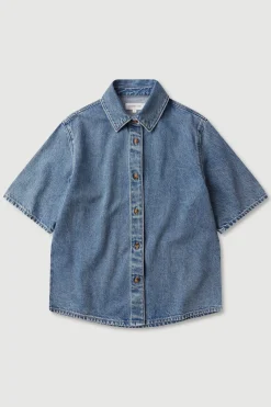 Boxy Denim Short Sleeve Shirt^Assembly Label Hot