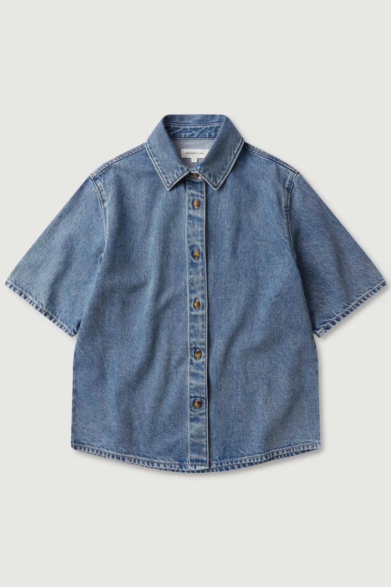 Boxy Denim Short Sleeve Shirt^Assembly Label Hot