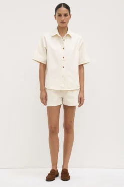 Boxy Denim Short Sleeve Shirt^Assembly Label Outlet