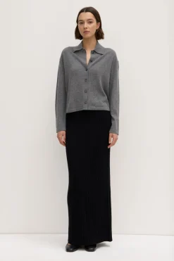 Wool Cashmere Rib Maxi Skirt^Assembly Label New